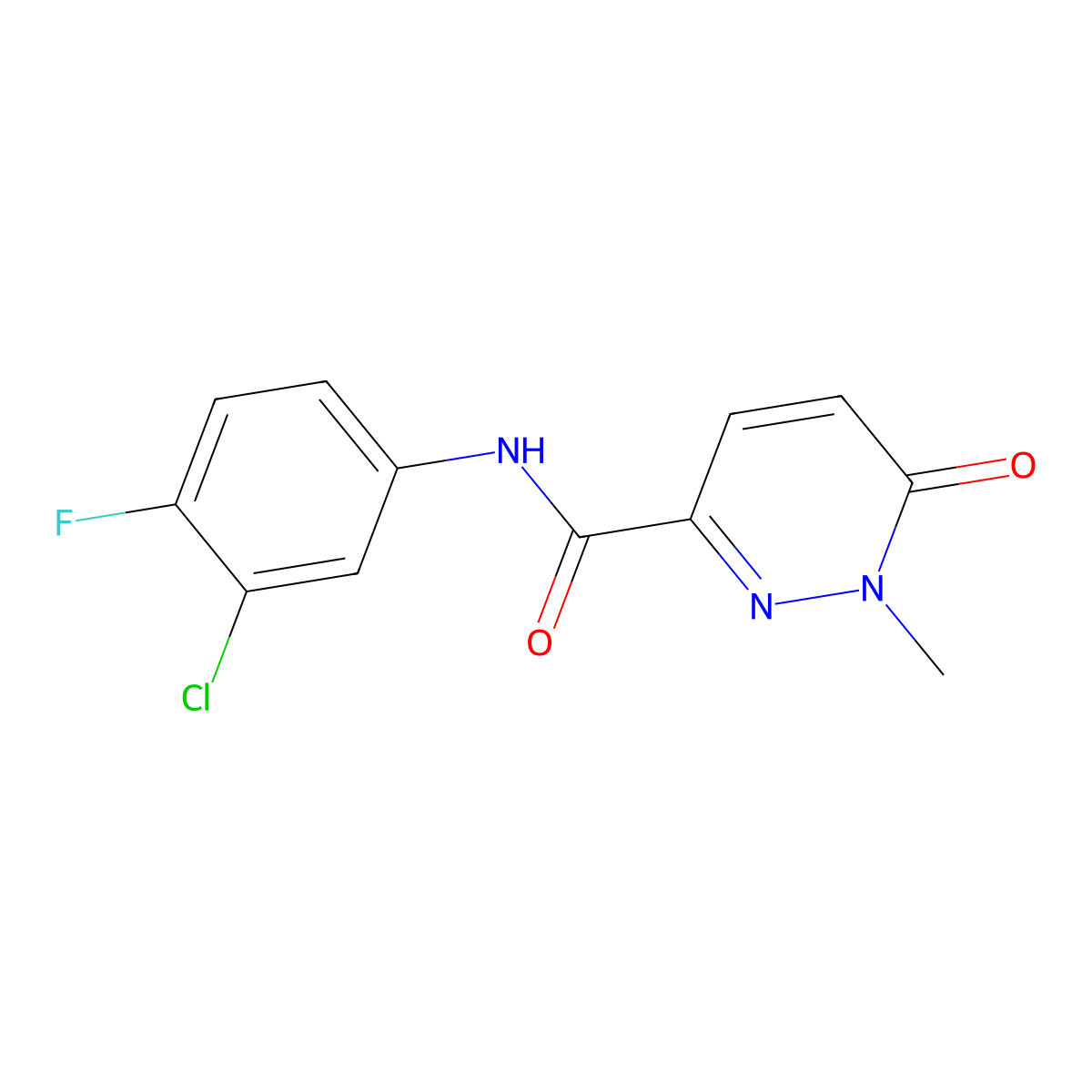 N-(3-chloro-4-fluorophenyl)-1-methyl-6-oxo-1,6-dihydropyridazine-3-carboxamide molecular structure, CAS 847761-93-7