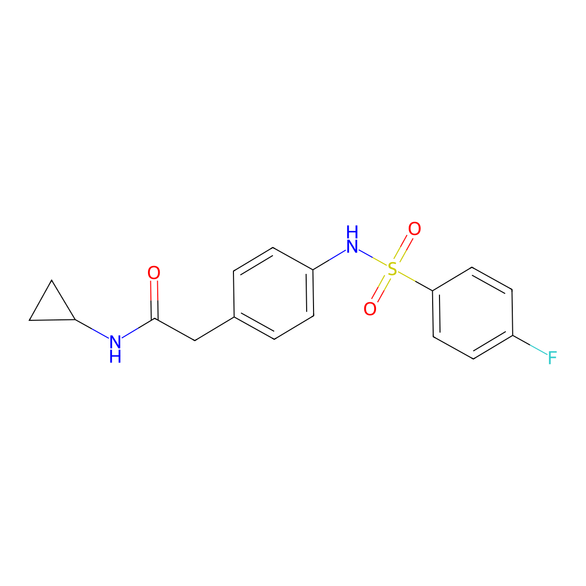 N-cyclopropyl-2-[4-(4-fluorobenzenesulfonamido)phenyl]acetamide molecular structure, CAS 847769-30-6