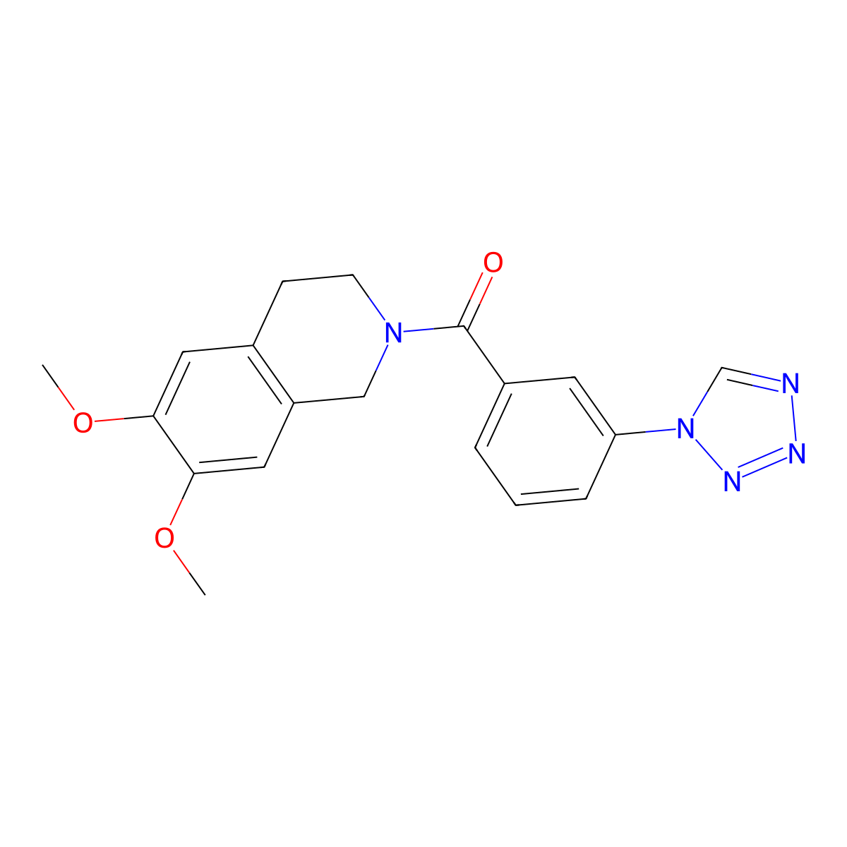 (6,7-dimethoxy-3,4-dihydroisoquinolin-2(1H)-yl)[3-(1H-tetrazol-1-yl)phenyl]methanone molecular structure, CAS 847769-34-0