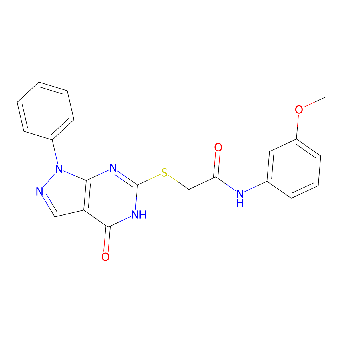 N-(3-methoxyphenyl)-2-({4-oxo-1-phenyl-1H,4H,5H-pyrazolo[3,4-d]pyrimidin-6-yl}sulfanyl)acetamide molecular structure, CAS 847773-10-8