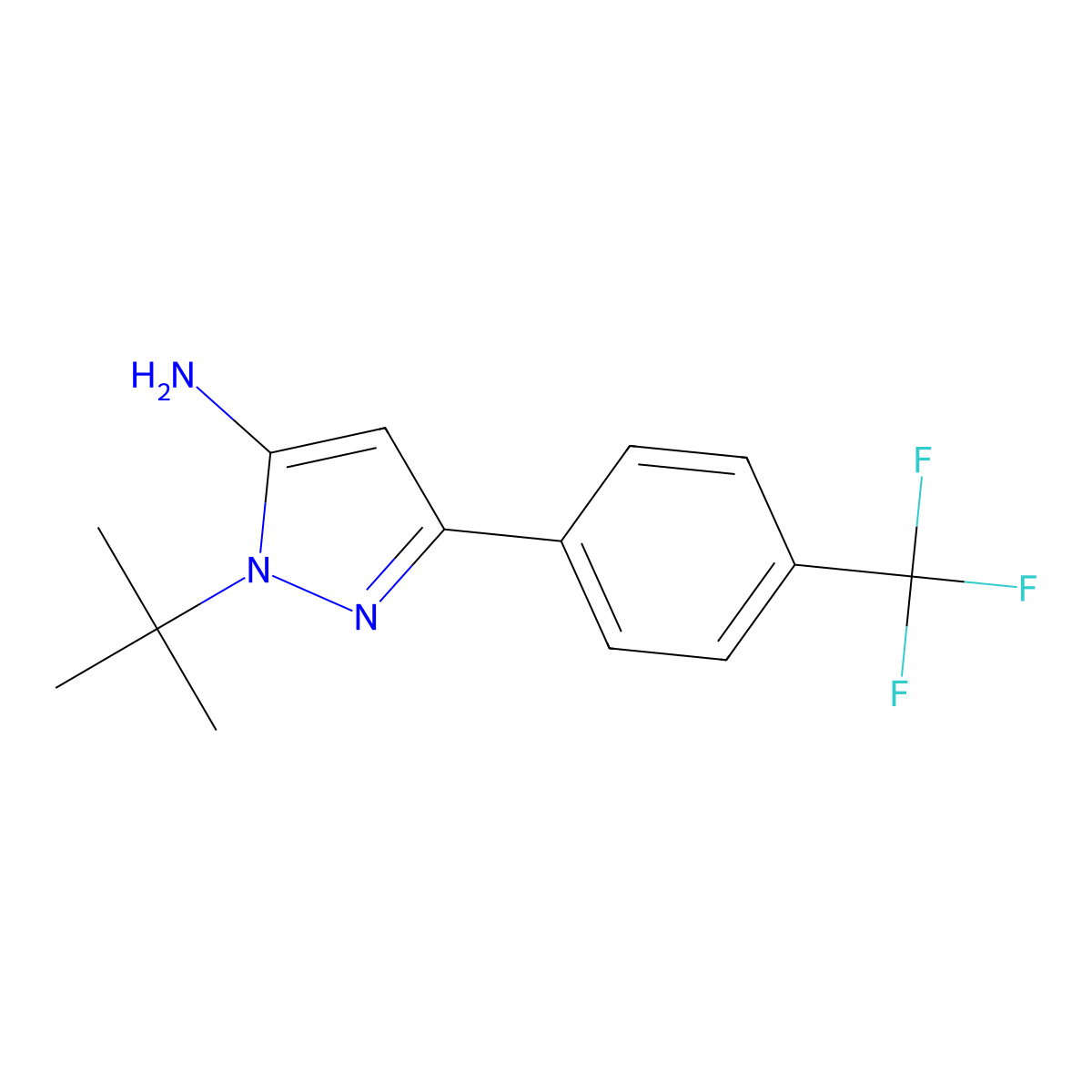 1-tert-butyl-3-(4-(trifluoromethyl)phenyl)-1H-pyrazol-5-amine molecular structure, CAS 847774-89-4