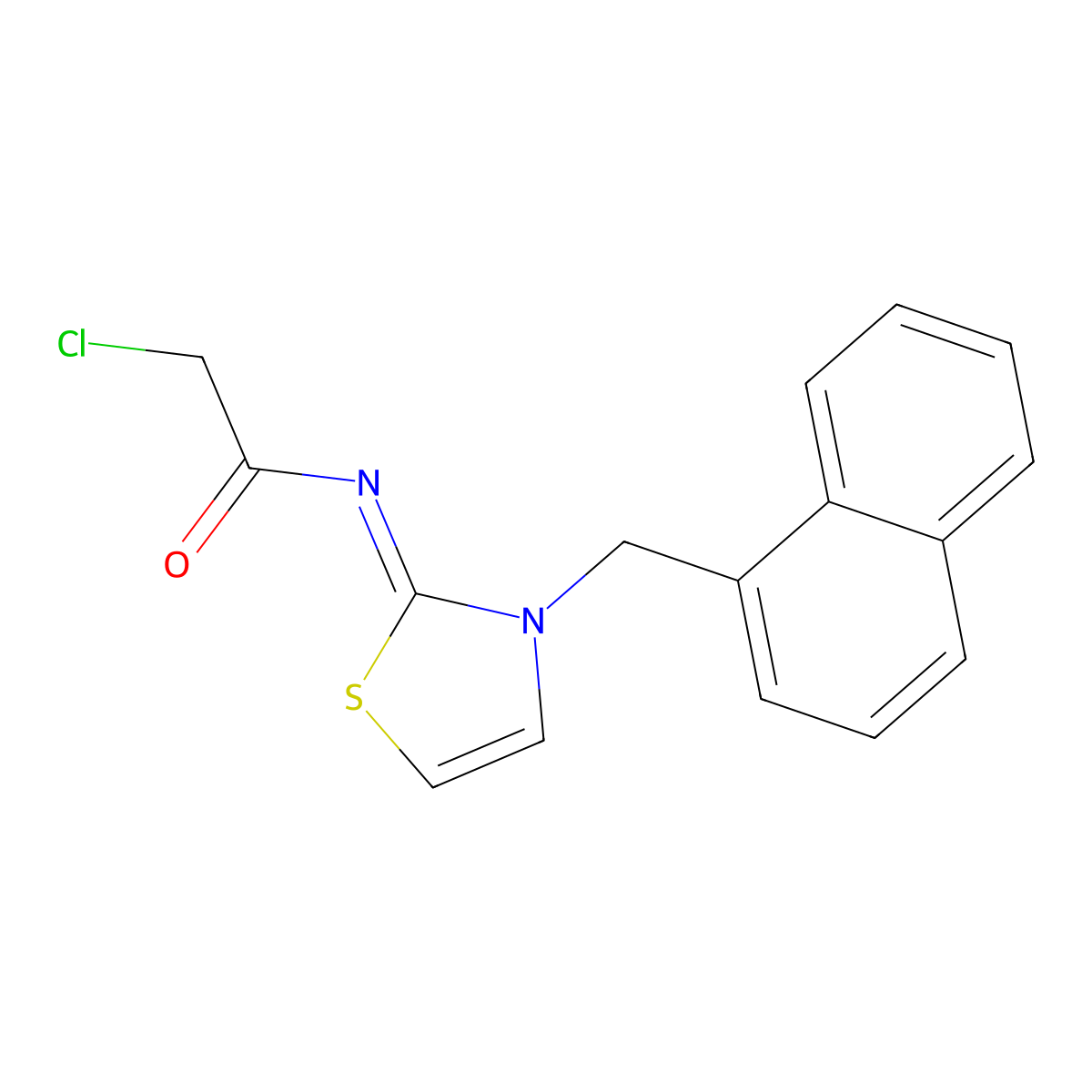 2-chloro-N-(3-((naphthalen-1-yl)methyl)-2,3-dihydro-1,3-thiazol-2-ylidene)acetamide molecular structure, CAS 847781-98-0