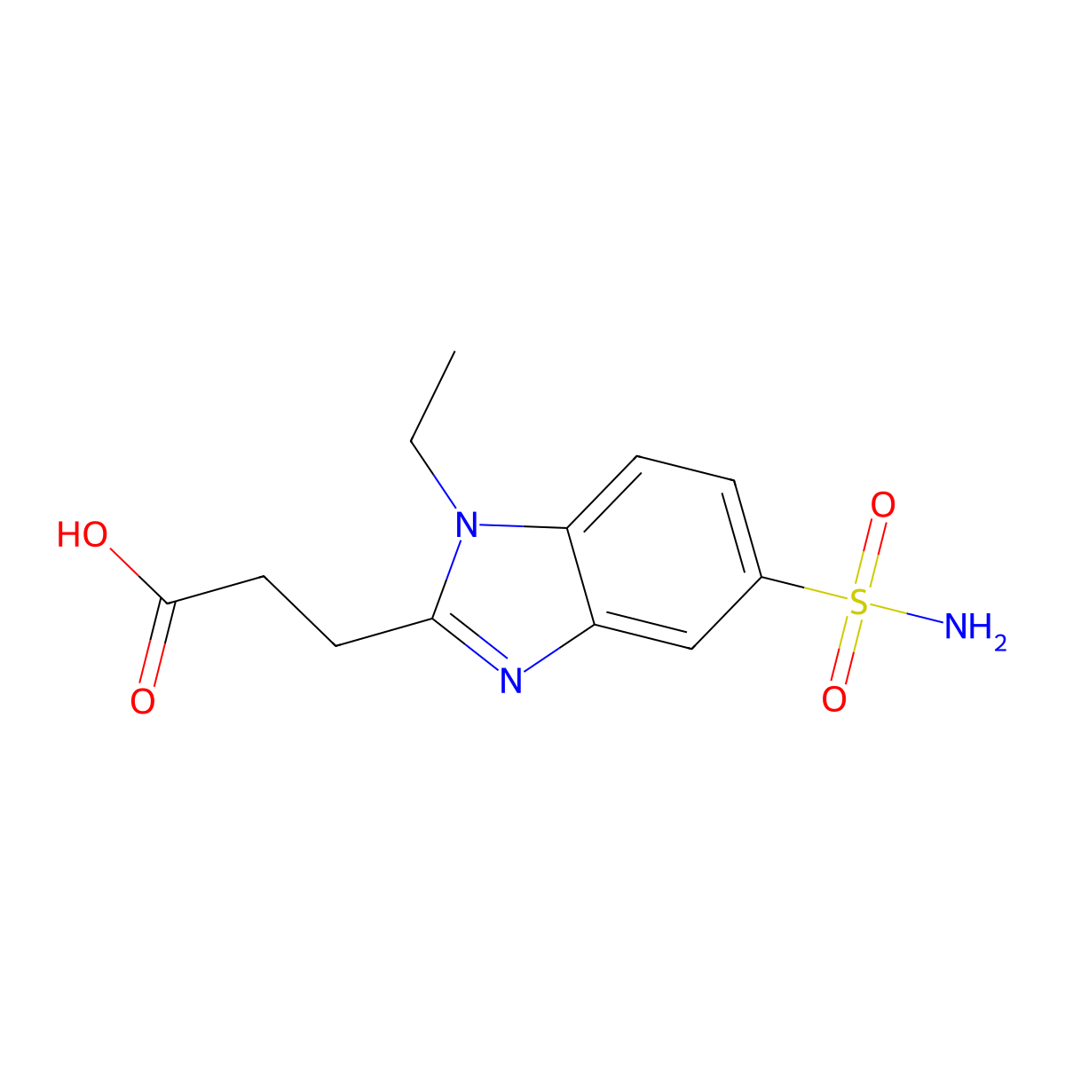 3-(1-ethyl-5-sulfamoyl-1H-1,3-benzodiazol-2-yl)propanoic acid molecular structure, CAS 847782-00-7