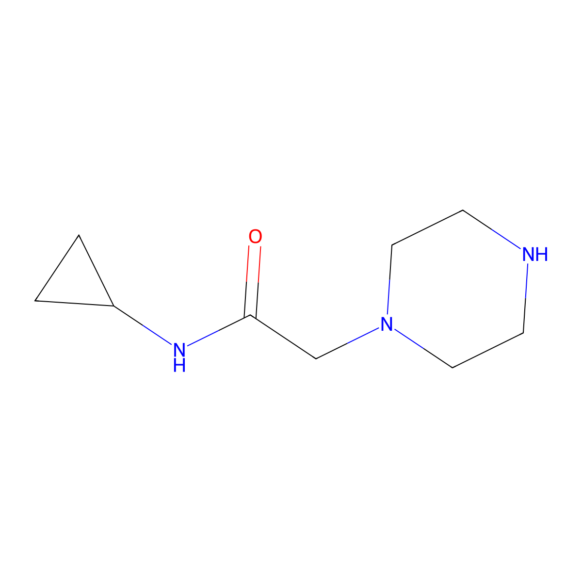 N-cyclopropyl-2-(piperazin-1-yl)acetamide molecular structure, CAS 847783-37-3