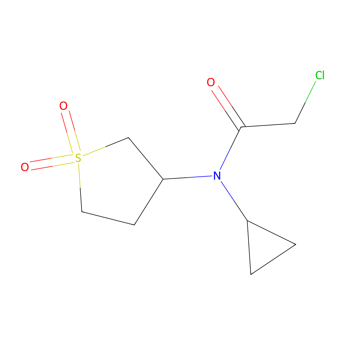 2-chloro-N-cyclopropyl-N-(1,1-dioxo-1lambda6-thiolan-3-yl)acetamide molecular structure, CAS 847783-42-0