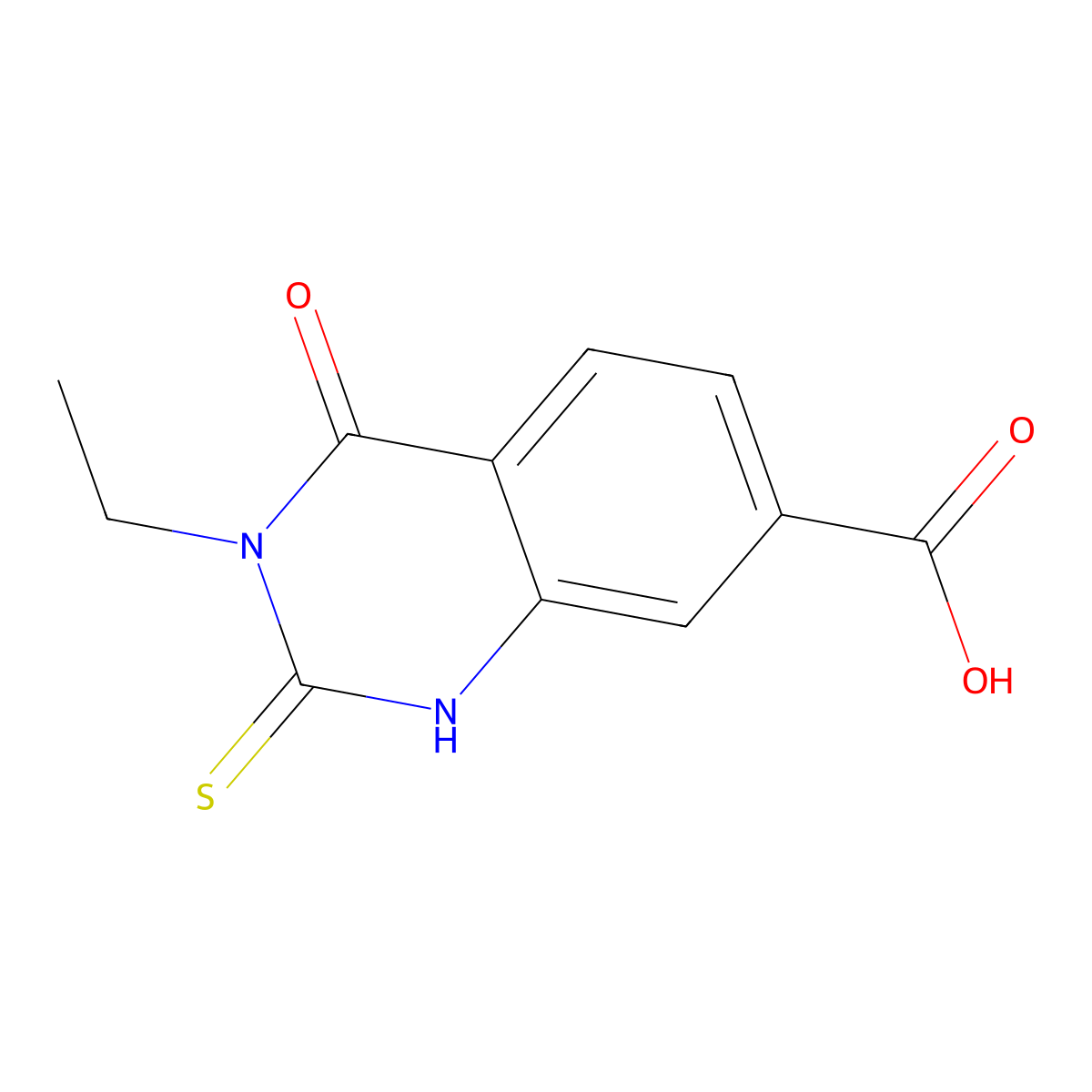 3-Ethyl-4-oxo-2-thioxo-1,2,3,4-tetrahydroquinazoline-7-carboxylic acid molecular structure, CAS 847783-60-2