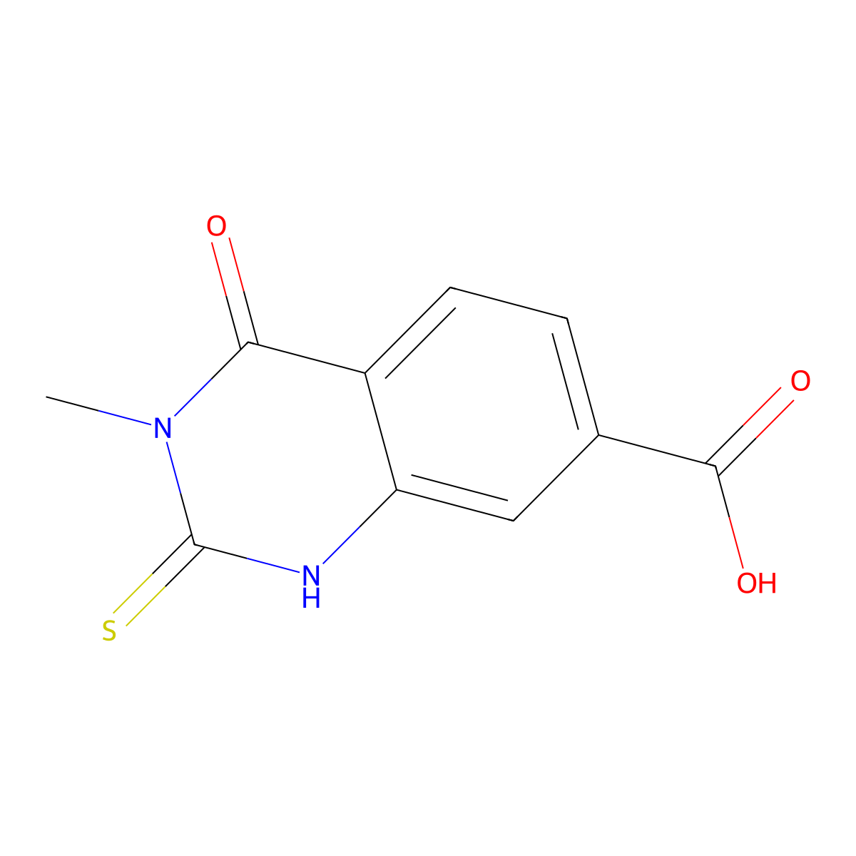 3-Methyl-4-oxo-2-thioxo-1,2,3,4-tetrahydroquinazoline-7-carboxylic acid molecular structure, CAS 847783-61-3