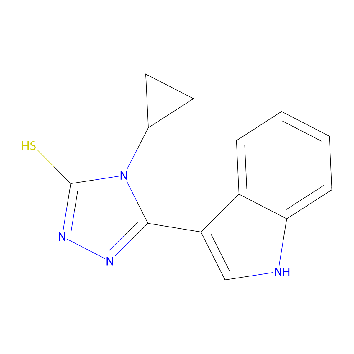 4-cyclopropyl-5-(1H-indol-3-yl)-4H-1,2,4-triazole-3-thiol molecular structure, CAS 847783-66-8