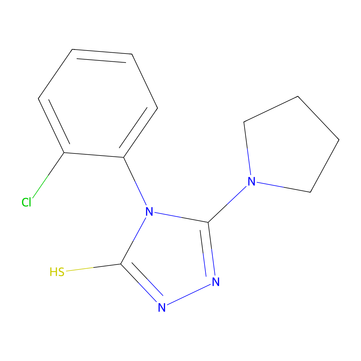 4-(2-chlorophenyl)-5-(pyrrolidin-1-yl)-4H-1,2,4-triazole-3-thiol molecular structure, CAS 847783-70-4