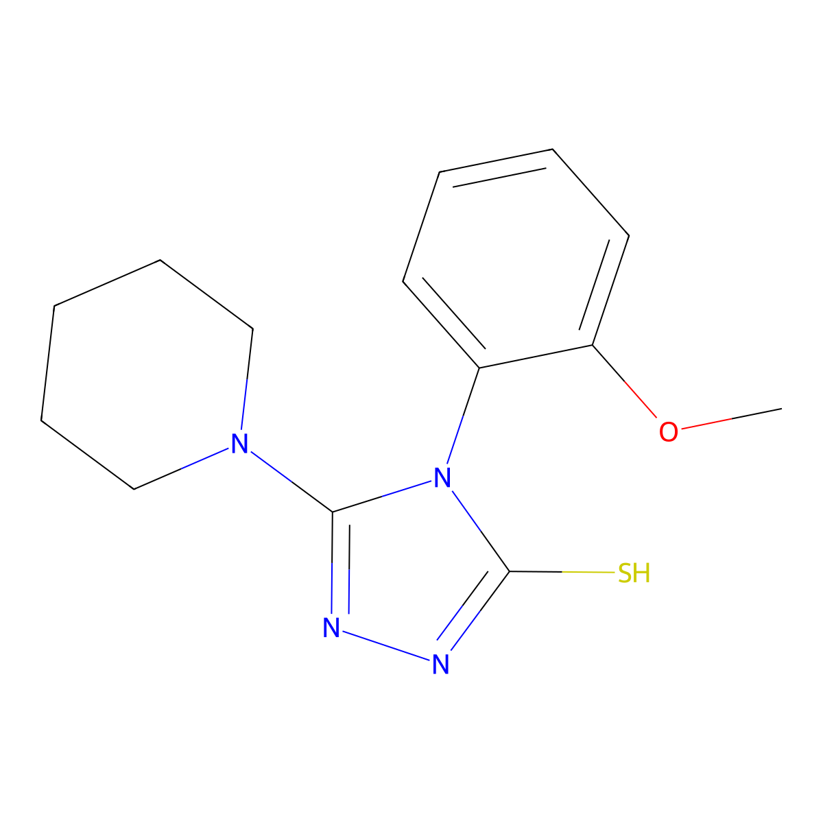 4-(2-methoxyphenyl)-5-(piperidin-1-yl)-4H-1,2,4-triazole-3-thiol molecular structure, CAS 847783-71-5