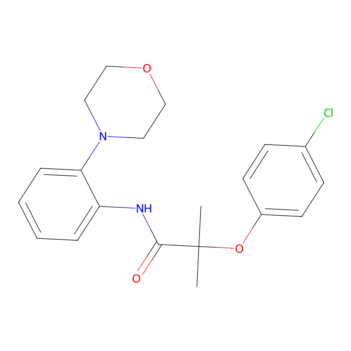 2-(4-chlorophenoxy)-2-methyl-N-(2-morpholin-4-ylphenyl)propanamide molecular structure, CAS 847785-70-0