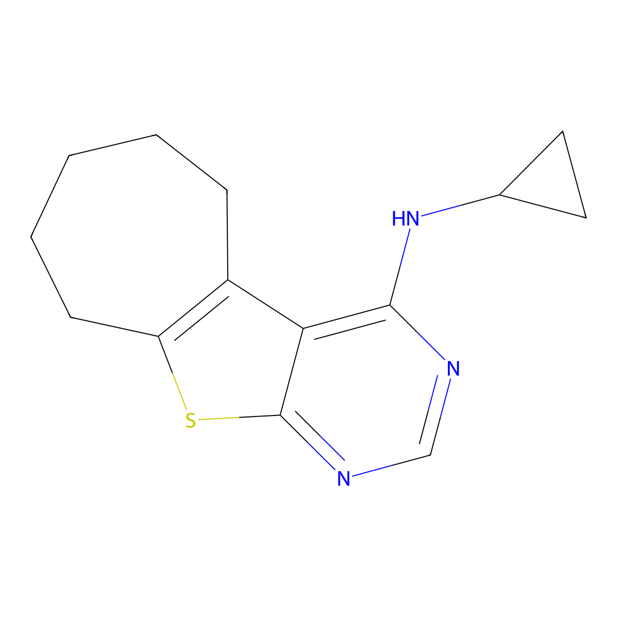 N-cyclopropyl-8-thia-4,6-diazatricyclo[7.5.0.0^{2,7}]tetradeca-1(9),2,4,6-tetraen-3-amine molecular structure, CAS 847786-13-4