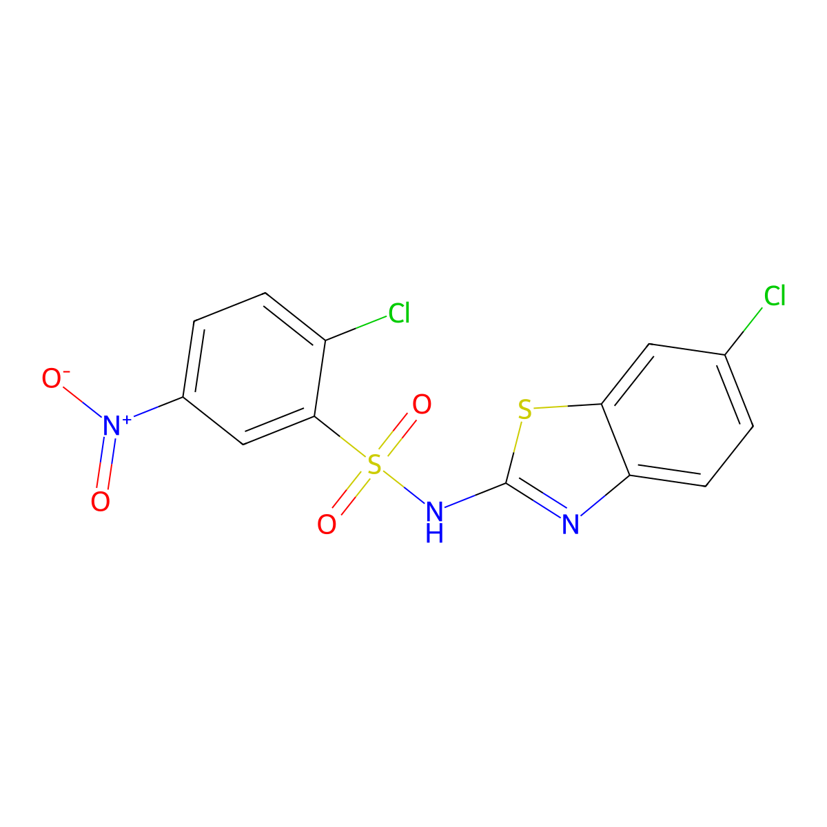 2-chloro-N-(6-chloro-1,3-benzothiazol-2-yl)-5-nitrobenzene-1-sulfonamide molecular structure, CAS 847794-88-1