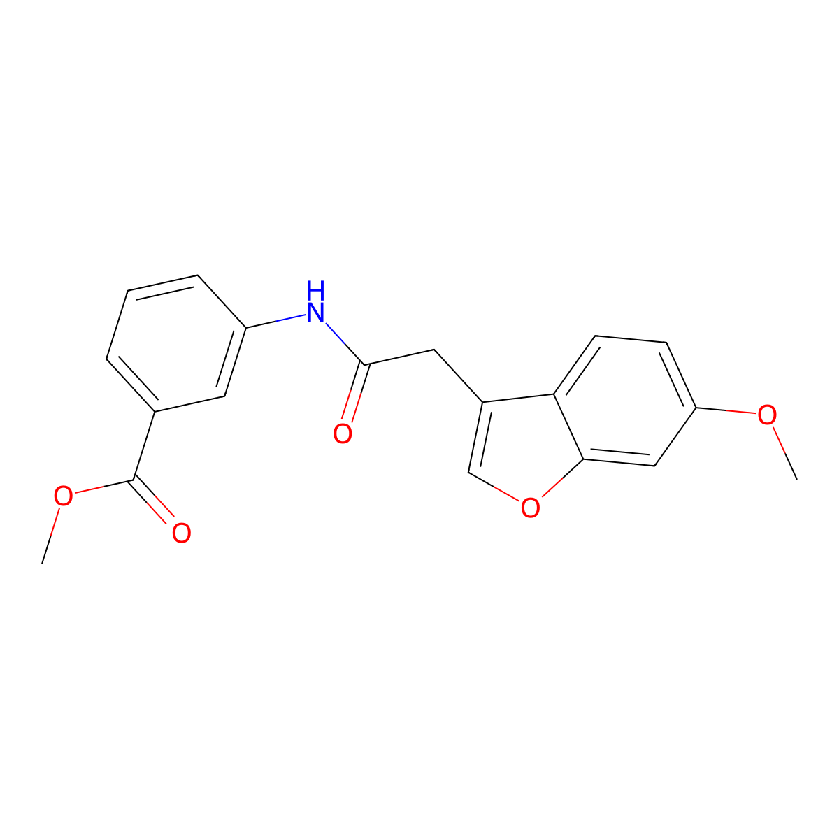 3-[[2-(6-Methoxy-3-benzofuranyl)-1-oxoethyl]amino]benzoic acid methyl ester molecular structure, CAS 847795-45-3