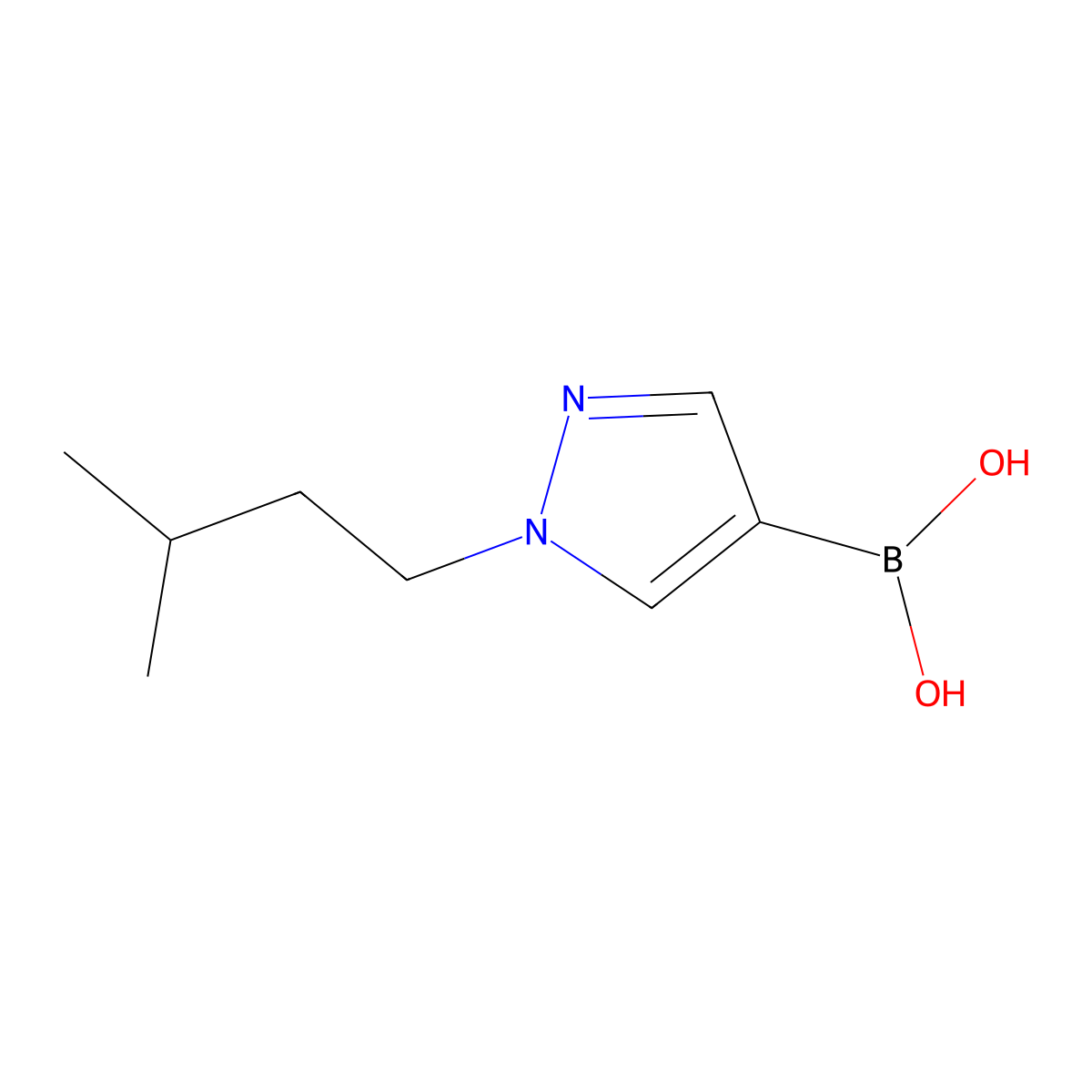 1-(3-Methylbutyl)-1H-pyrazole-4-boronic acid molecular structure, CAS 847818-58-0