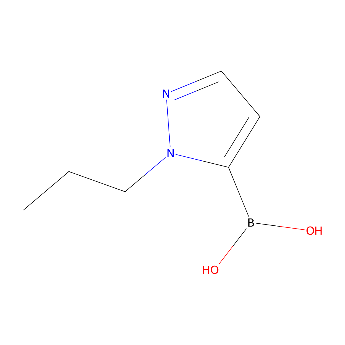 (1-propyl-1H-pyrazol-5-yl)boronic acid molecular structure, CAS 847818-65-9
