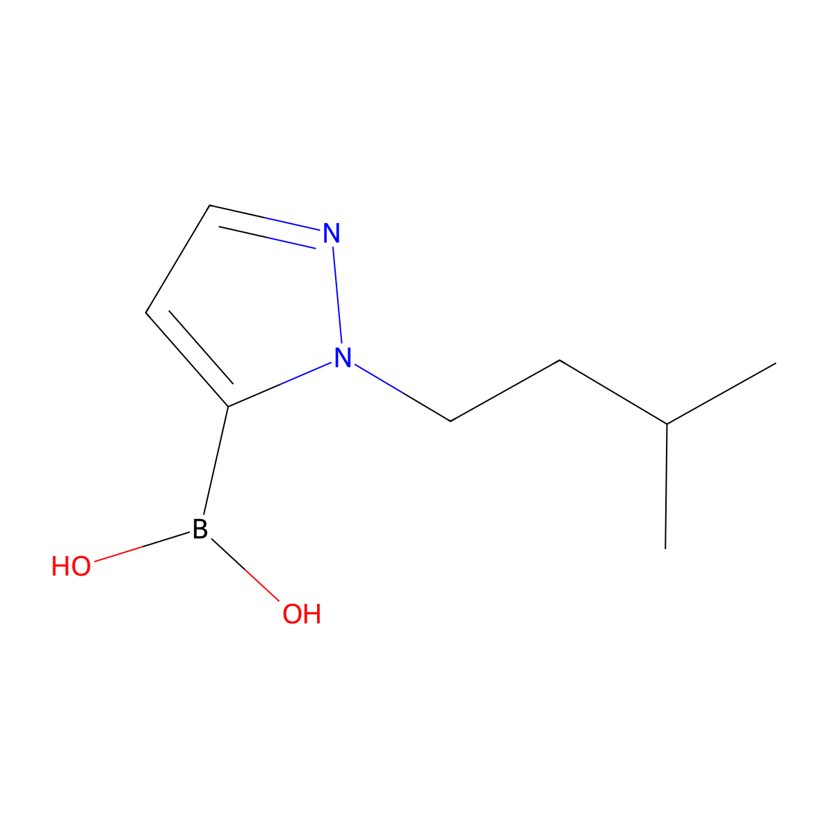 1-Isopentyl-1H-pyrazole-5-boronic acid molecular structure, CAS 847818-66-0