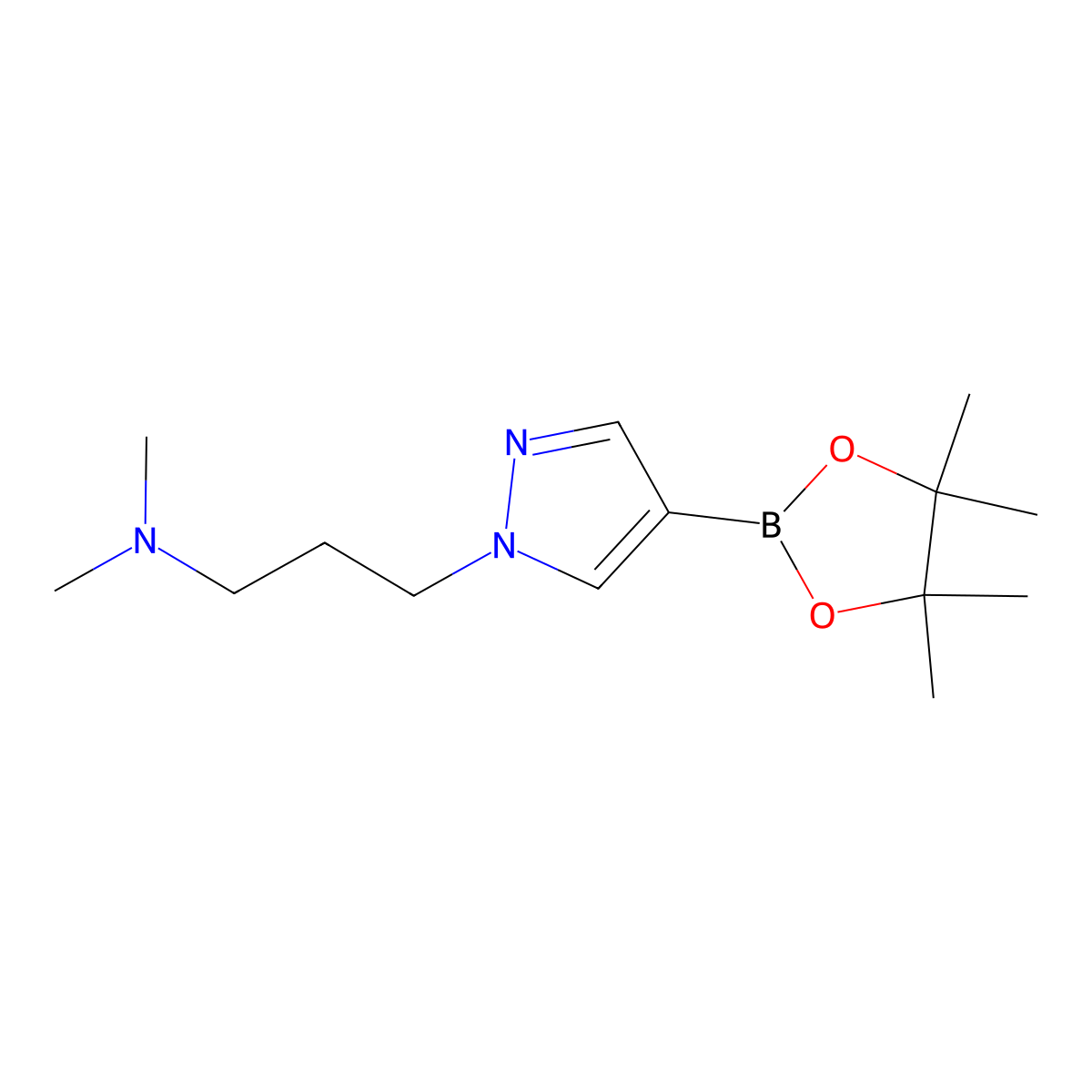 N,N-Dimethyl-4-(4,4,5,5-tetramethyl-1,3,2-dioxaborolan-2-yl)-1H-pyrazole-1-propanamine molecular structure, CAS 847818-72-8
