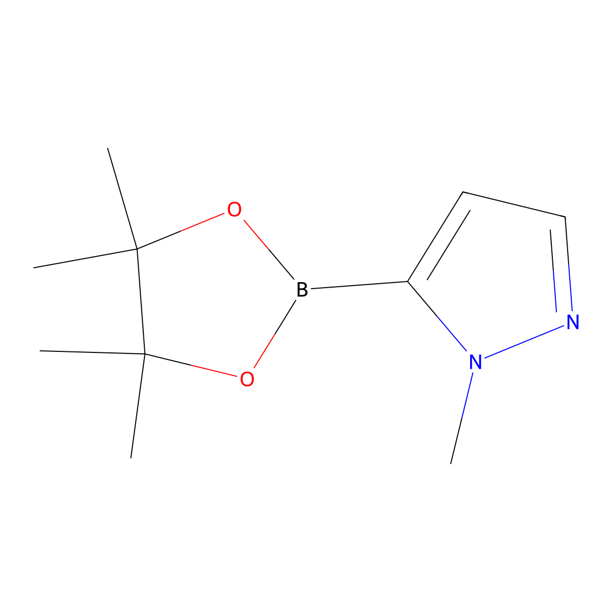 1-methyl-5-(tetramethyl-1,3,2-dioxaborolan-2-yl)-1H-pyrazole molecular structure, CAS 847818-74-0
