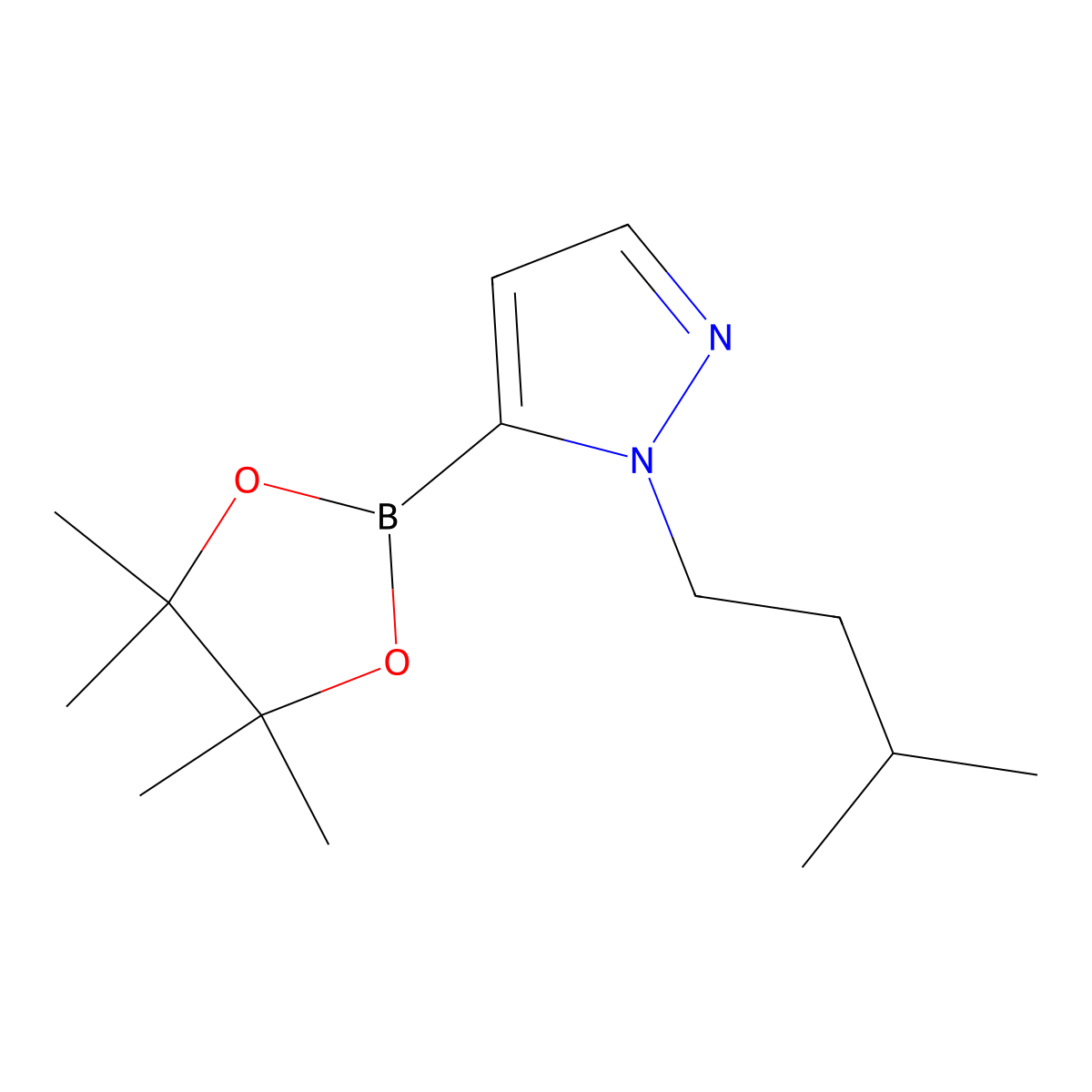 1-(3-Methylbutyl)-5-(4,4,5,5-tetramethyl-1,3,2-dioxaborolan-2-yl)-1H-pyrazole molecular structure, CAS 847818-77-3