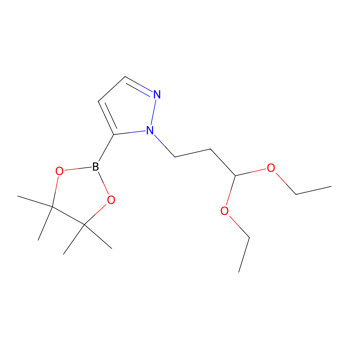 1-(3,3-Diethoxypropyl)-5-(4,4,5,5-tetramethyl-1,3,2-dioxaborolan-2-yl)-1H-pyrazole molecular structure, CAS 847818-78-4