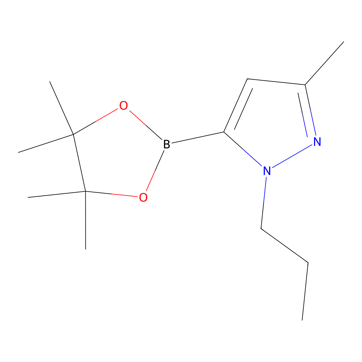3-Methyl-1-propyl-5-(4,4,5,5-tetramethyl-1,3,2-dioxaborolan-2-yl)-1H-pyrazole molecular structure, CAS 847818-80-8