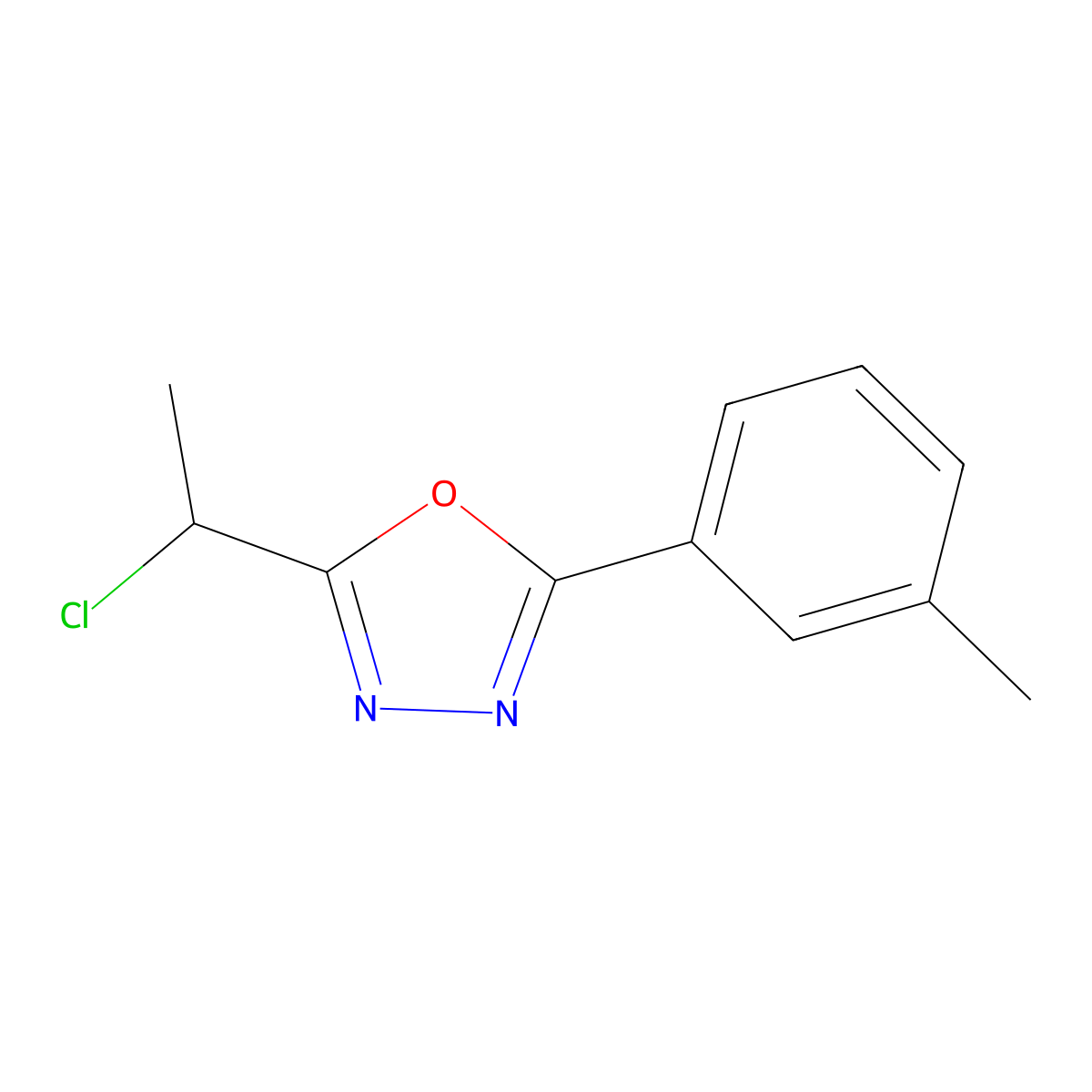 2-(1-Chloroethyl)-5-(3-methylphenyl)-1,3,4-oxadiazole molecular structure, CAS 847837-39-2