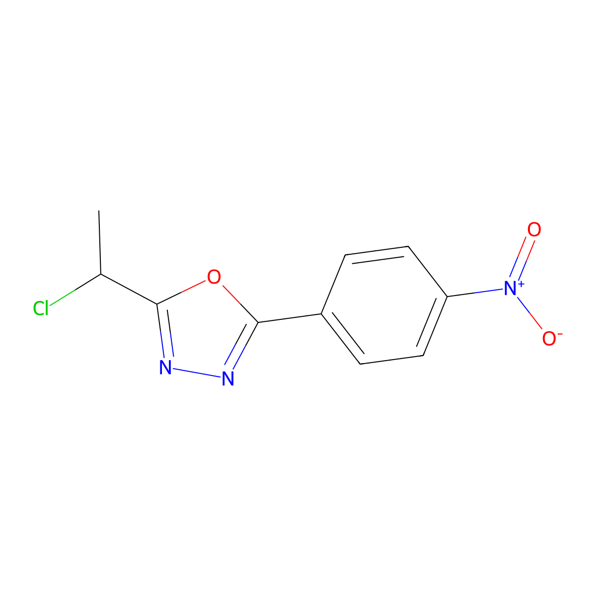 2-(1-Chloroethyl)-5-(4-nitrophenyl)-1,3,4-oxadiazole molecular structure, CAS 847837-42-7