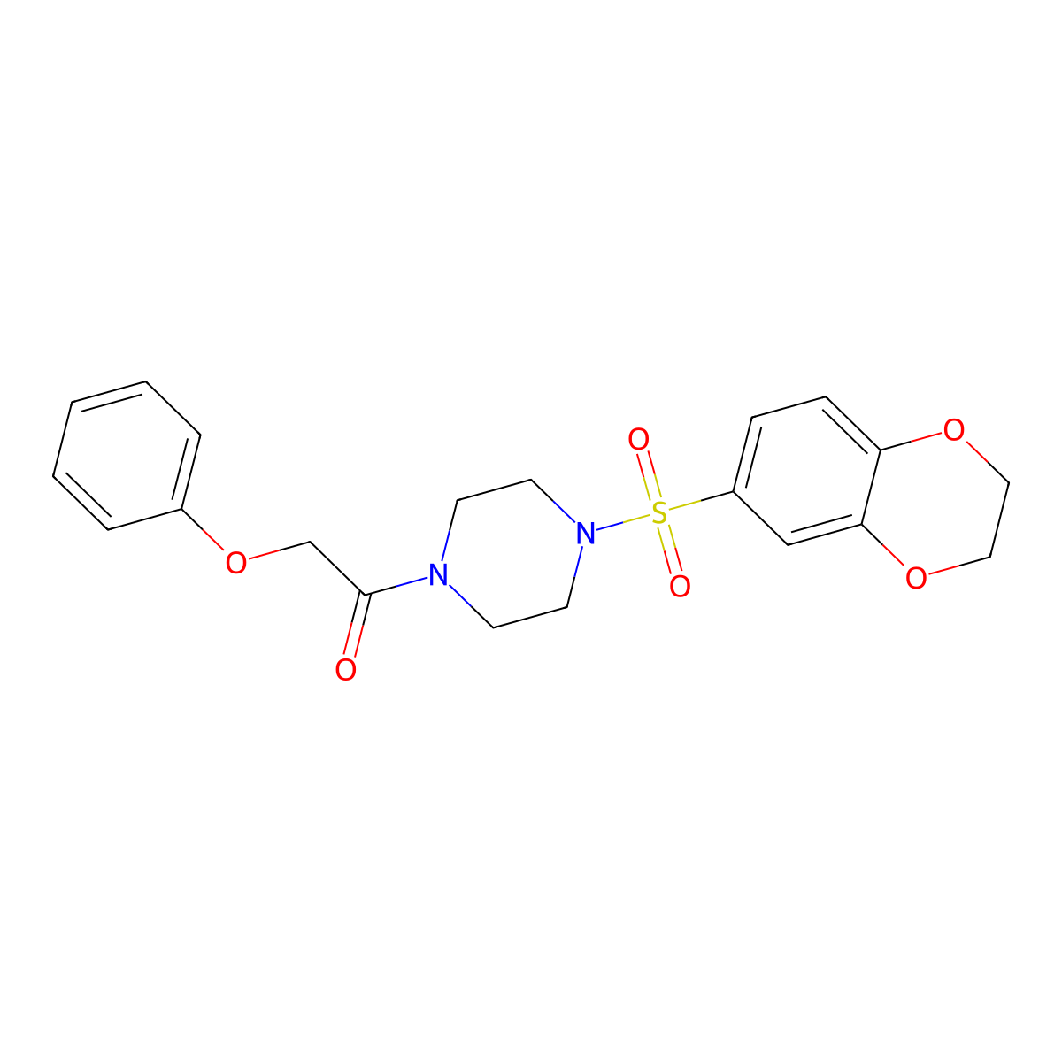 1-(4-((2,3-Dihydrobenzo[b][1,4]dioxin-6-yl)sulfonyl)piperazin-1-yl)-2-phenoxyethan-1-one molecular structure, CAS 847840-70-4