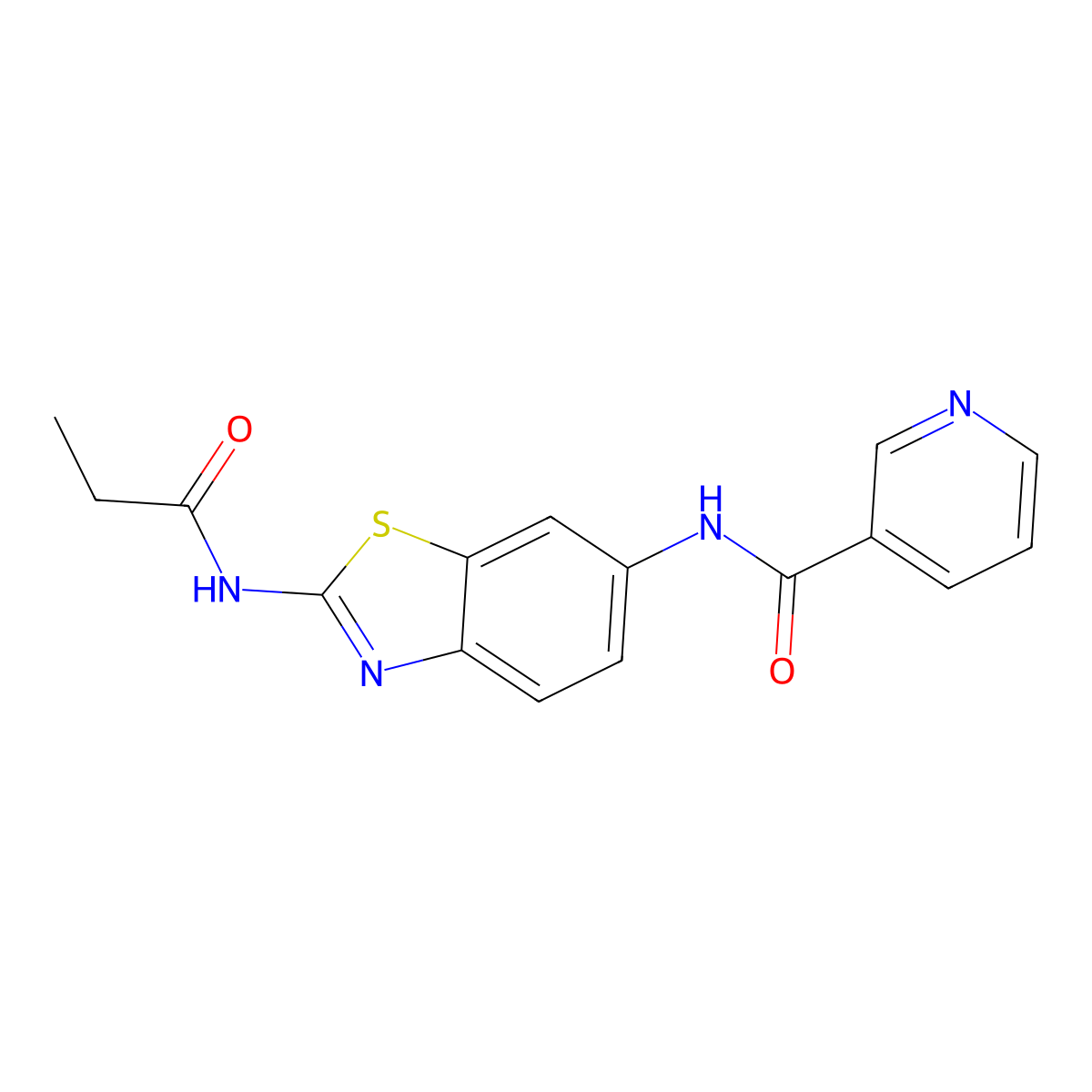 N-[2-(propanoylamino)-1,3-benzothiazol-6-yl]pyridine-3-carboxamide molecular structure, CAS 847848-12-8