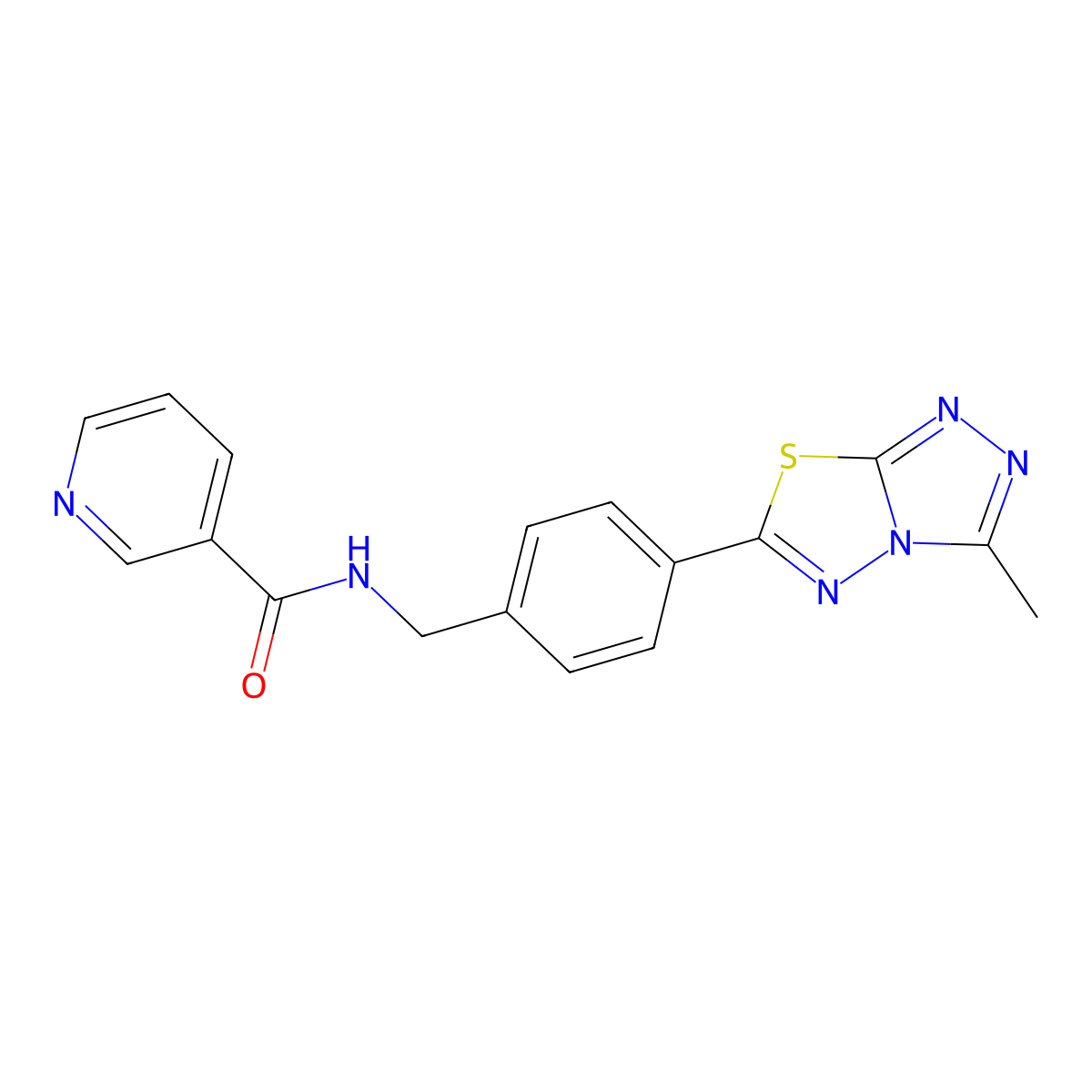 N-[4-(3-methyl[1,2,4]triazolo[3,4-b][1,3,4]thiadiazol-6-yl)benzyl]nicotinamide molecular structure, CAS 847848-43-5