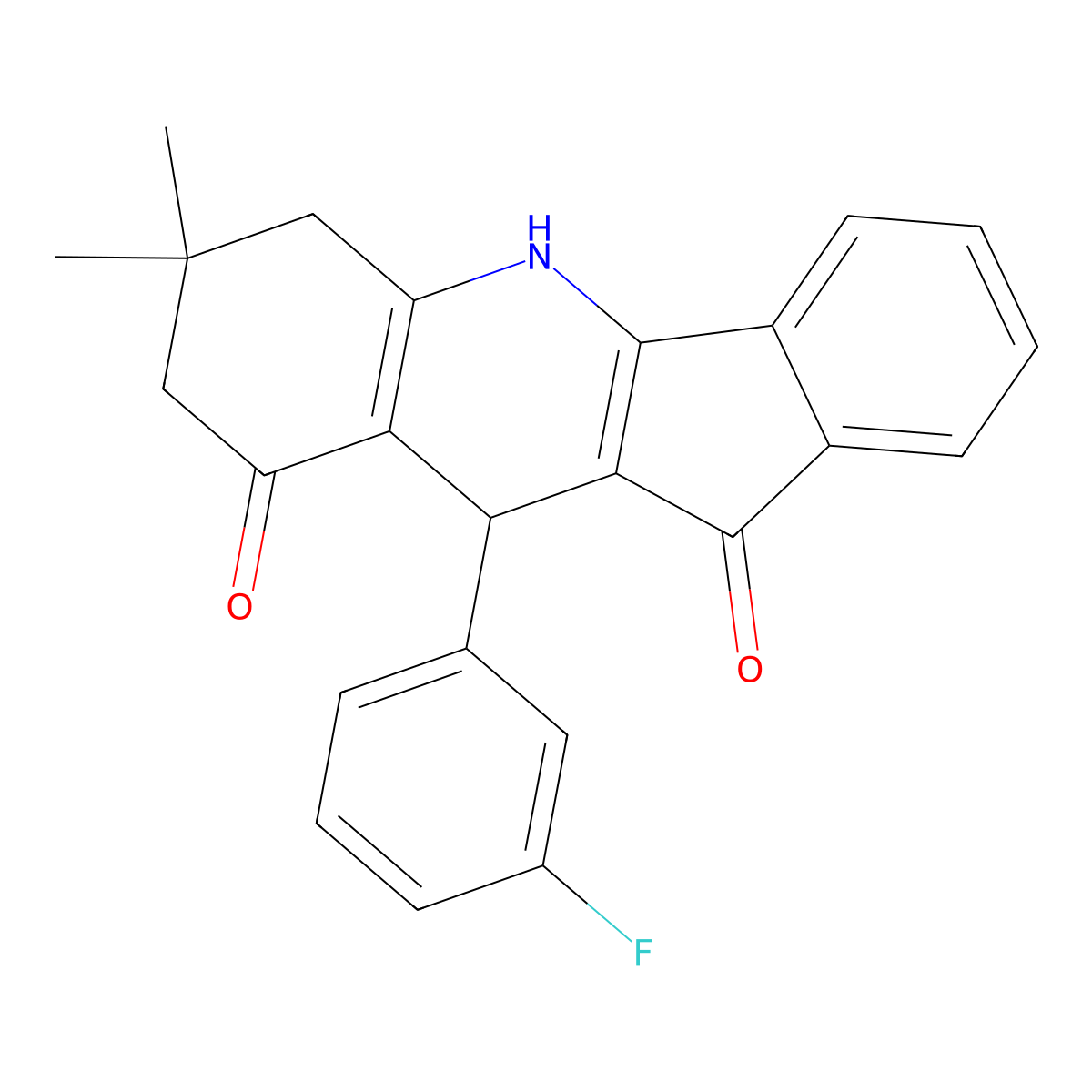10-(3-fluorophenyl)-7,7-dimethyl-6,7,8,10-tetrahydro-5H-indeno[1,2-b]quinoline-9,11-dione molecular structure, CAS 847848-97-9