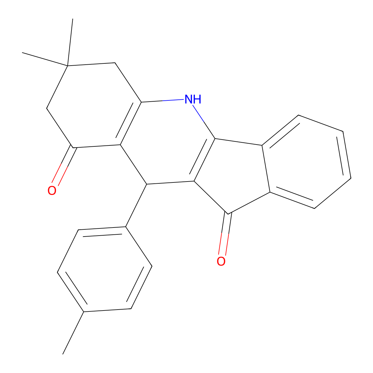 7,7-dimethyl-10-(4-methylphenyl)-6,7,8,10-tetrahydro-5H-indeno[1,2-b]quinoline-9,11-dione molecular structure, CAS 847848-98-0