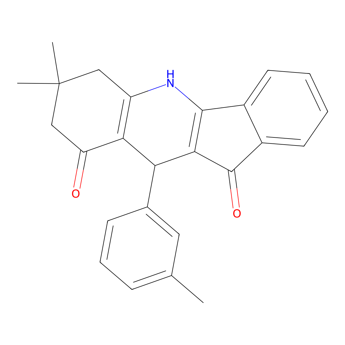 7,7-dimethyl-10-(3-methylphenyl)-6,7,8,10-tetrahydro-5H-indeno[1,2-b]quinoline-9,11-dione molecular structure, CAS 847848-99-1