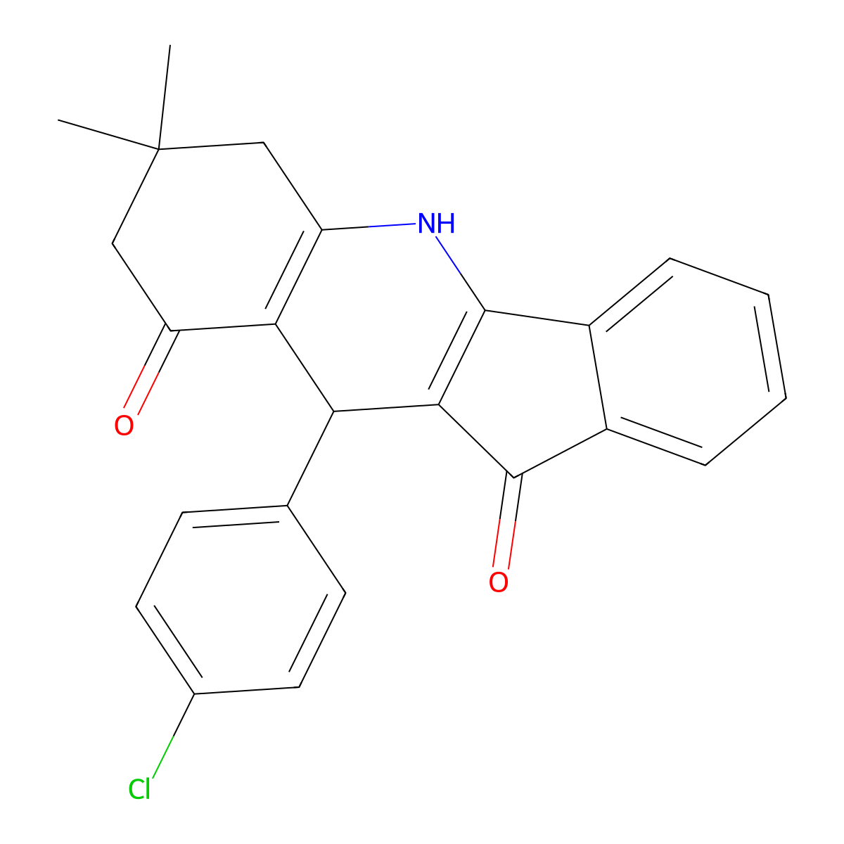 7,7-Dimethyl-10-(4-chlorophenyl)-7,8-dihydro-5H-indeno[1,2-b]quinoline-9,11(6H,10H)-dione molecular structure, CAS 847849-01-8