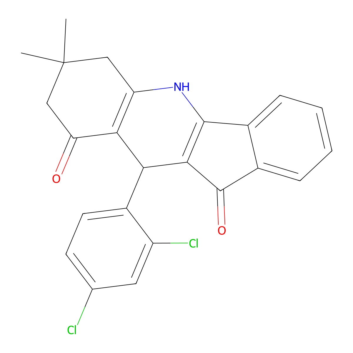 10-(2,4-dichlorophenyl)-7,7-dimethyl-6,7,8,10-tetrahydro-5H-indeno[1,2-b]quinoline-9,11-dione molecular structure, CAS 847849-03-0