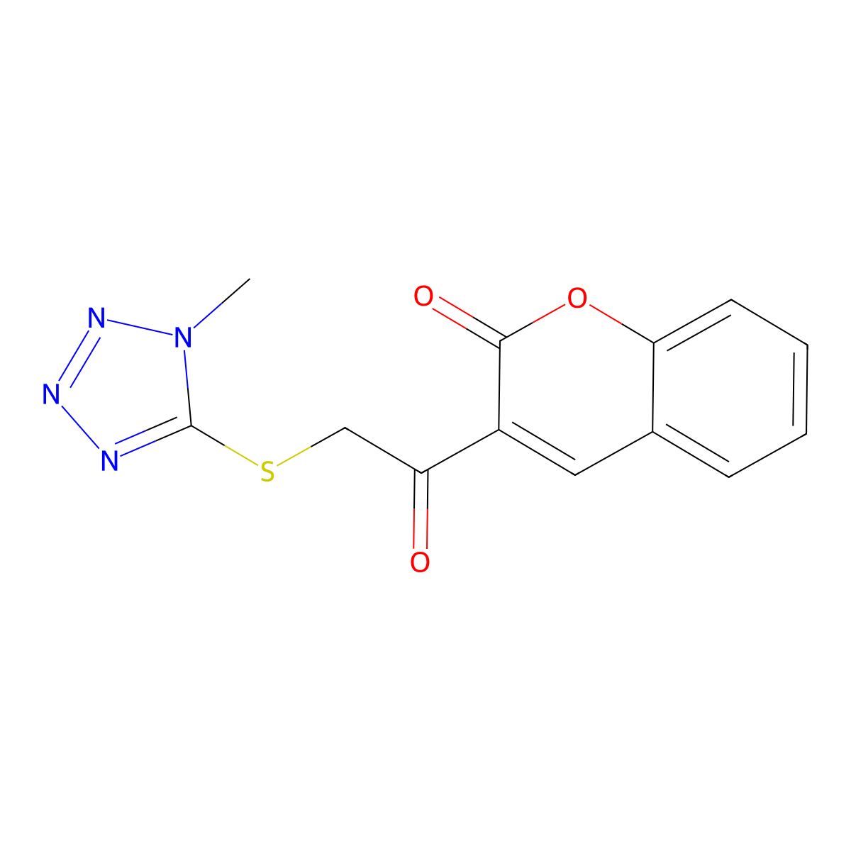 3-[2-(1-Methyltetrazol-5-yl)sulfanylacetyl]chromen-2-one molecular structure, CAS 847851-06-3
