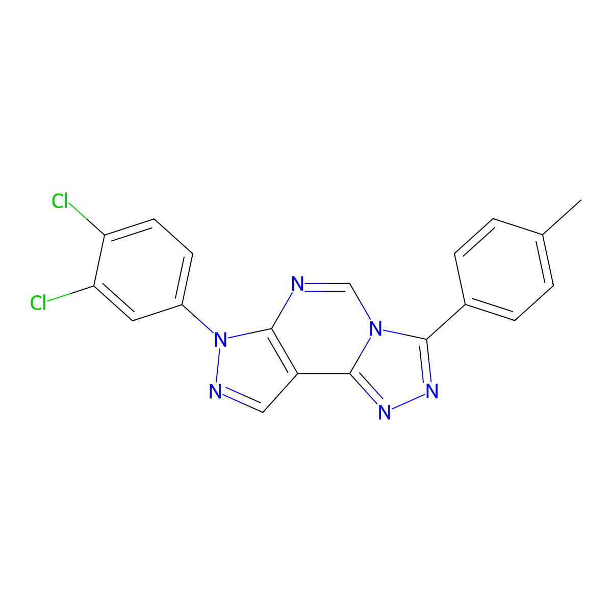 3-(3,4-Dichlorophenyl)-7-(4-methylphenyl)-6-hydropyrazolo[5,4-d]1,2,4-triazolo [4,3-e]pyrimidine molecular structure, CAS 847854-09-5