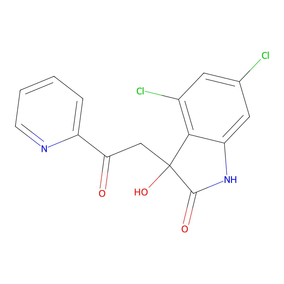 4,6-dichloro-3-hydroxy-3-(2-oxo-2-pyridin-2-ylethyl)-1H-indol-2-one molecular structure, CAS 847854-18-6