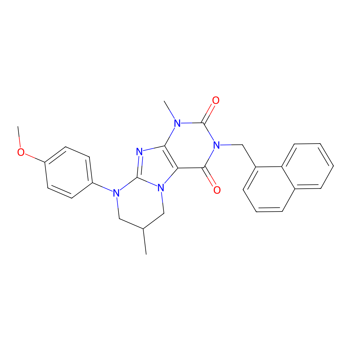 9-(4-methoxyphenyl)-1,7-dimethyl-3-(naphthalen-1-ylmethyl)-7,8-dihydro-6H-purino[7,8-a]pyrimidine-2,4-dione molecular structure, CAS 847854-25-5