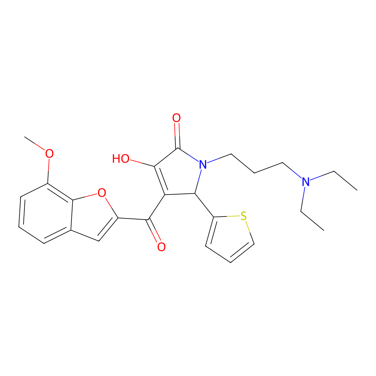 1-[3-(Diethylamino)propyl]-3-hydroxy-4-[(7-methoxybenzo[d]furan-2-yl)carbonyl]-5-(2-thienyl)-3-pyrrolin-2-one molecular structure, CAS 847854-30-2