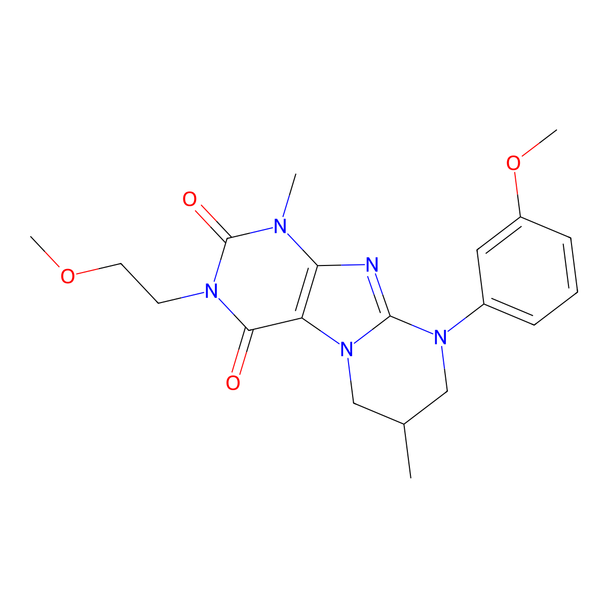 3-(2-methoxyethyl)-9-(3-methoxyphenyl)-1,7-dimethyl-7,8-dihydro-6H-purino[7,8-a]pyrimidine-2,4-dione molecular structure, CAS 847854-93-7
