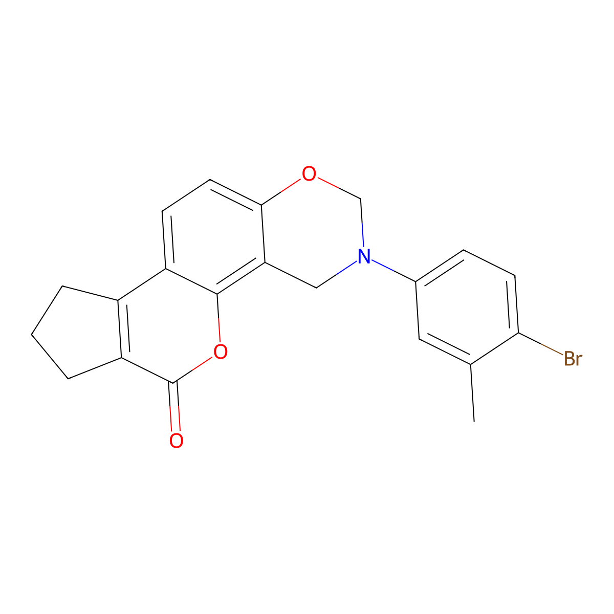 3-(4-bromo-3-methylphenyl)-3,4,8,9-tetrahydro-2H-cyclopenta[3,4]chromeno[8,7-e][1,3]oxazin-6(7H)-one molecular structure, CAS 847855-89-4