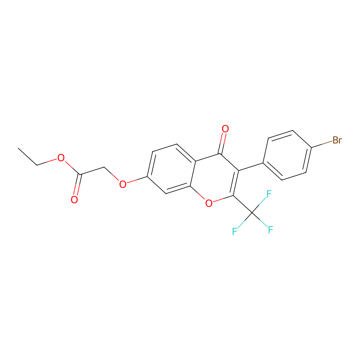 Ethyl 2-[3-(4-bromophenyl)-4-oxo-2-(trifluoromethyl)chromen-7-yl]oxyacetate molecular structure, CAS 847855-94-1