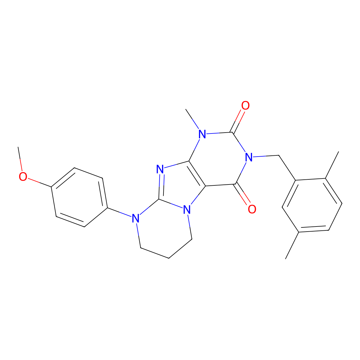 3-[(2,5-dimethylphenyl)methyl]-9-(4-methoxyphenyl)-1-methyl-7,8-dihydro-6H-purino[7,8-a]pyrimidine-2,4-dione molecular structure, CAS 847856-27-3