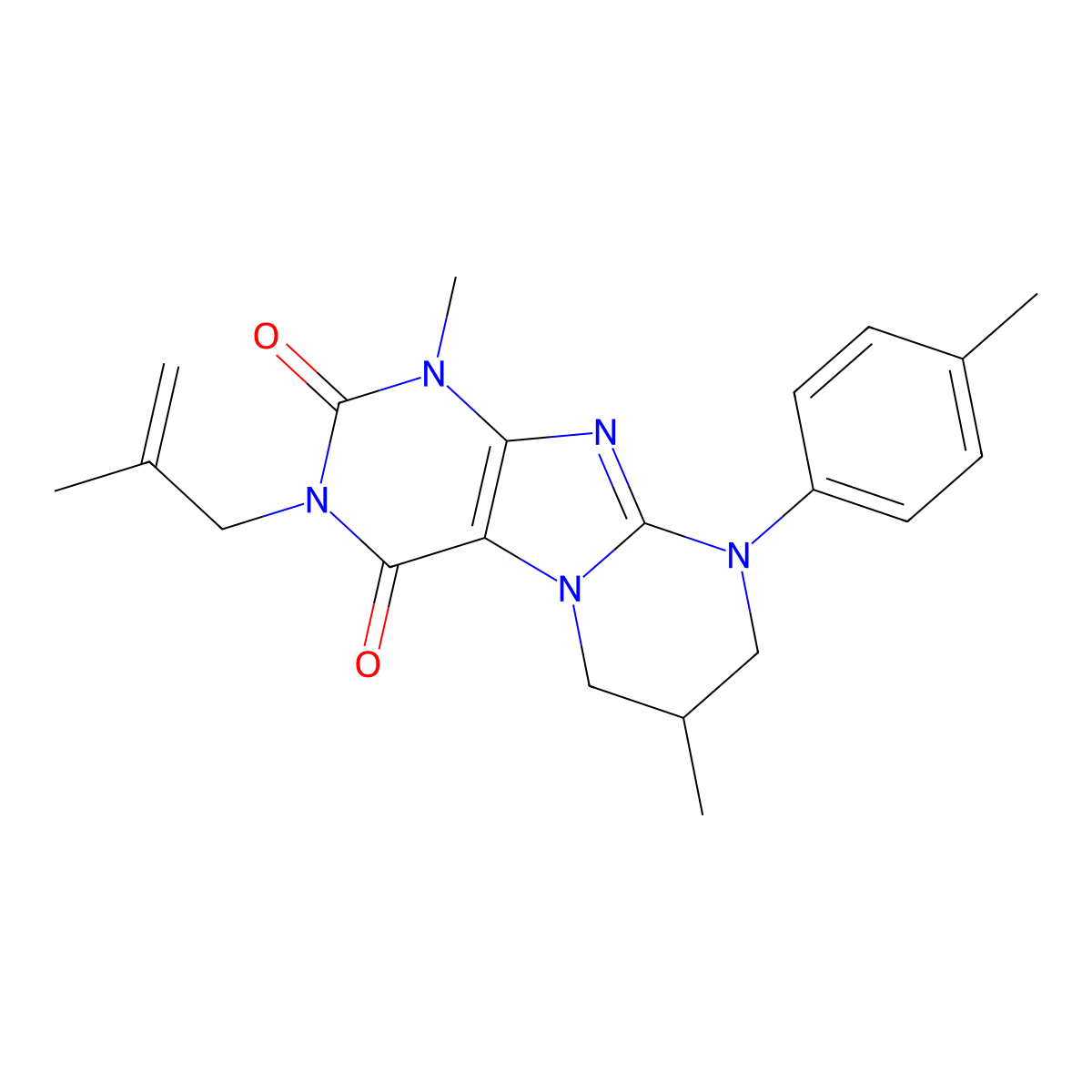 1,7-dimethyl-9-(4-methylphenyl)-3-(2-methylprop-2-enyl)-7,8-dihydro-6H-purino[7,8-a]pyrimidine-2,4-dione molecular structure, CAS 847856-42-2