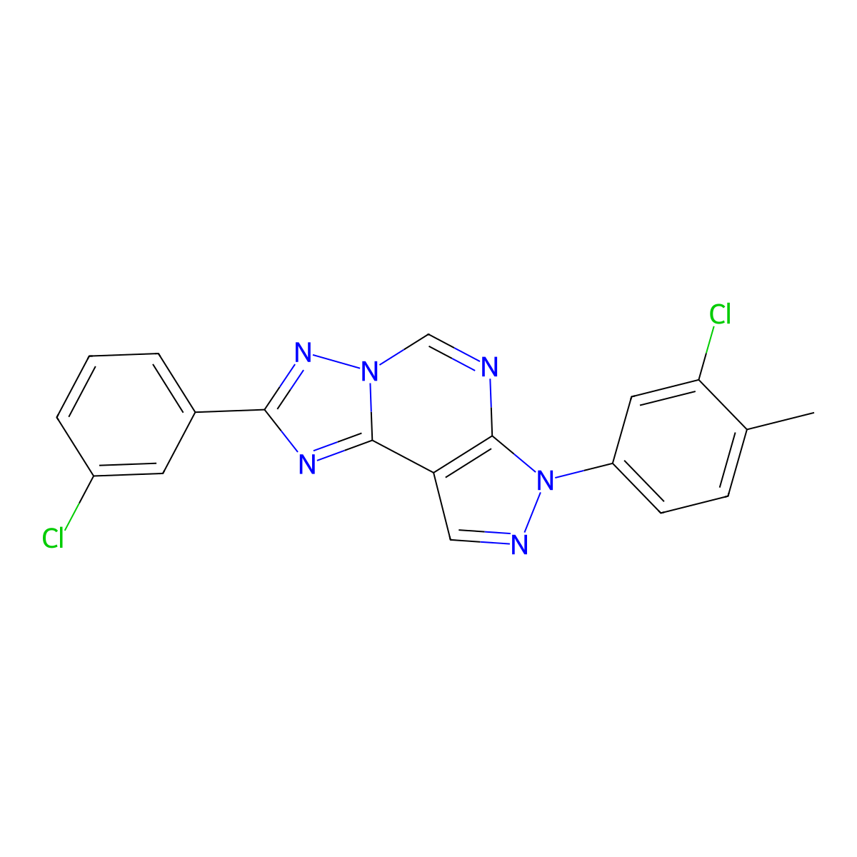 7-(3-chloro-4-methylphenyl)-2-(3-chlorophenyl)-7H-pyrazolo[4,3-e][1,2,4]triazolo[1,5-c]pyrimidine molecular structure, CAS 847856-58-0