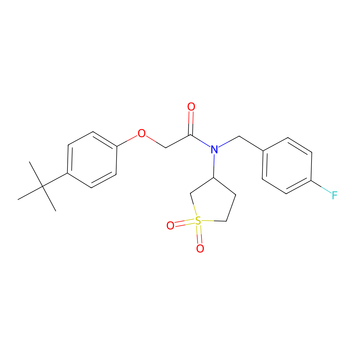 2-(4-tert-butylphenoxy)-N-(1,1-dioxidotetrahydrothiophen-3-yl)-N-(4-fluorobenzyl)acetamide molecular structure, CAS 847856-60-4