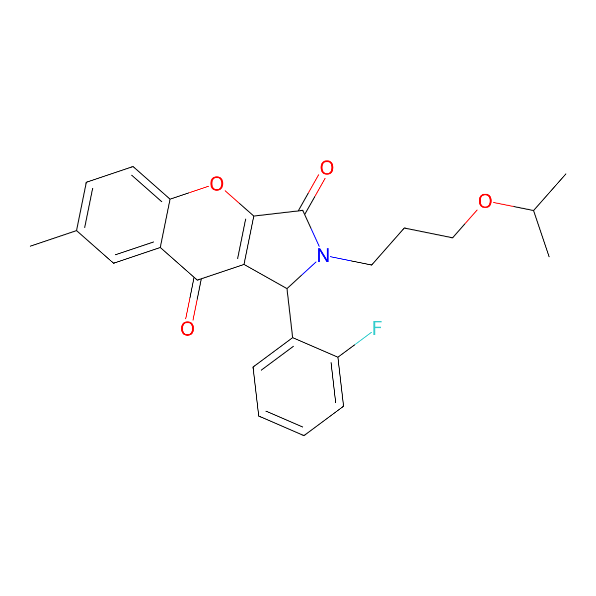 1-(2-Fluorophenyl)-2-(3-isopropoxypropyl)-7-methyl-1,2-dihydrochromeno[2,3-c]pyrrole-3,9-dione molecular structure, CAS 847857-32-3
