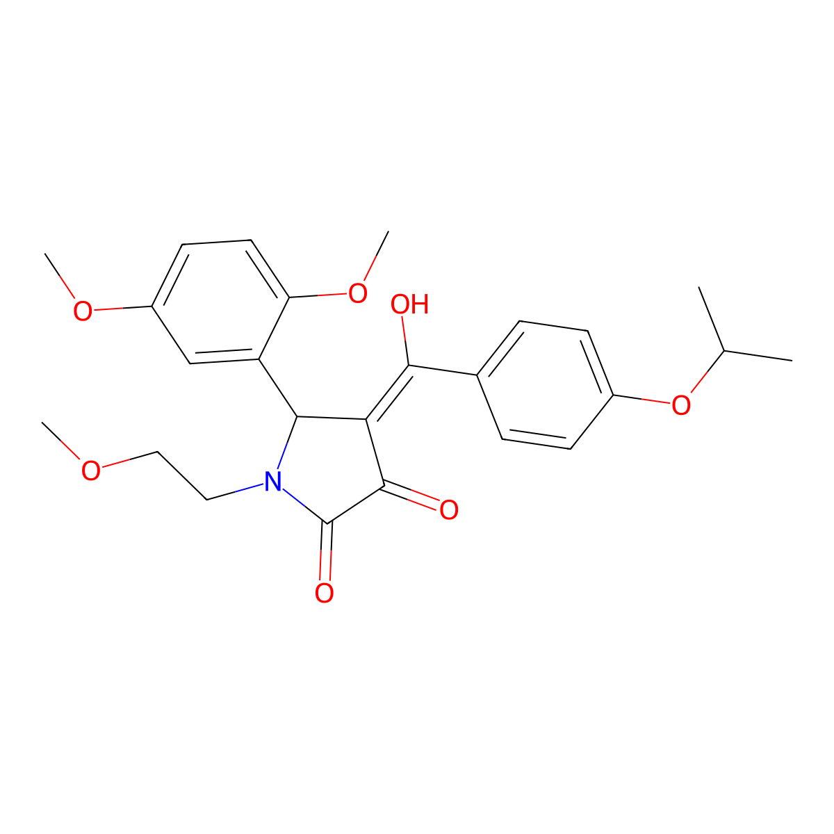 5-(2,5-dimethoxyphenyl)-3-hydroxy-1-(2-methoxyethyl)-4-[4-(propan-2-yloxy)benzoyl]-2,5-dihydro-1H-pyrrol-2-one molecular structure, CAS 847857-35-6
